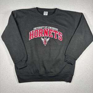 University of Lynchburg Hornets Crewneck Pullover Sweatshirt Black Red Medium